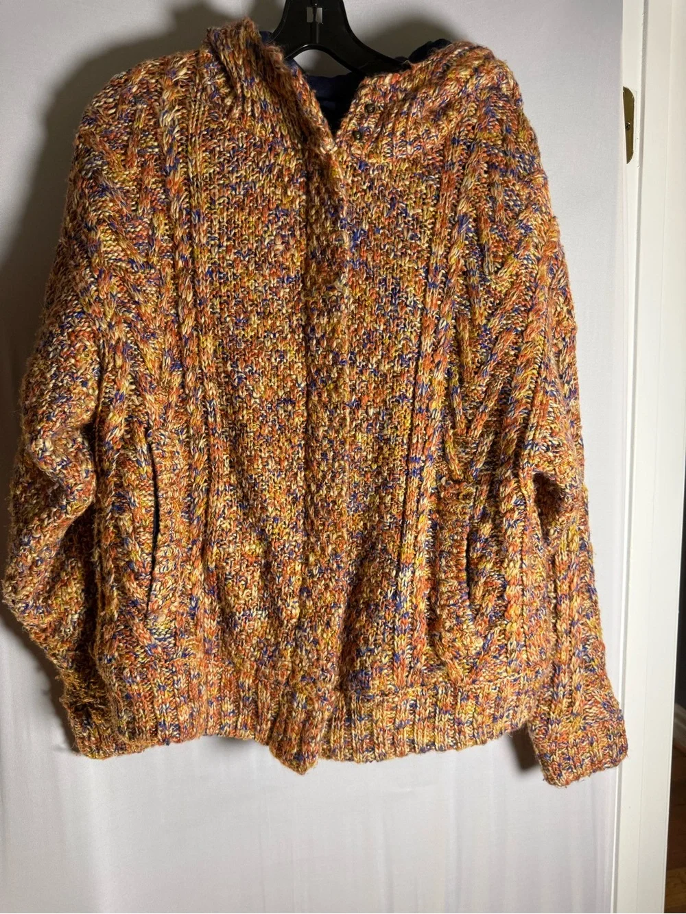 BDG Marled Mustard Multi-Tone Knit Zip Cardigan